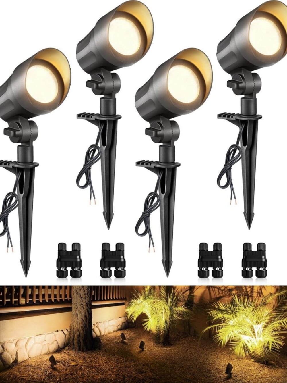 6W Anti-Glare LED Low Voltage Landscape Lights - 4 Pack Outdoor Lighting